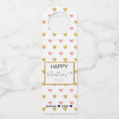 Valentijnsdag Gold Pink Glitter Hearts Flessenhanger (Voorkant)