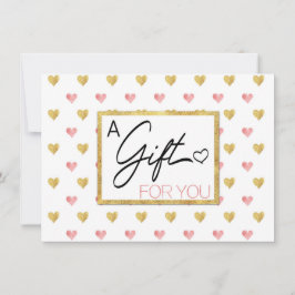 Valentijnsdag Gold Pink Glitter Hearts Gift Kaart
