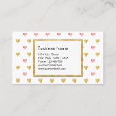 Valentijnsdag Gold Pink Glitter Hearts Kortingskaartje (Achterkant)