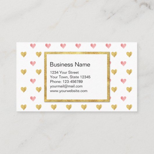 Valentijnsdag Gold Pink Glitter Hearts Kortingskaartje (Achterkant)