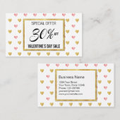 Valentijnsdag Gold Pink Glitter Hearts Kortingskaartje (Voorkant / Achterkant)