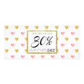 Valentijnsdag Gold Pink Hearts - Korting Kaart (Voorkant)