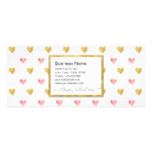 Valentijnsdag Gold Pink Hearts - Korting Kaart (Achterkant)