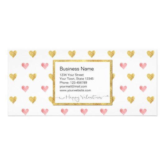 Valentijnsdag Gold Pink Hearts - Korting Kaart (Achterkant)