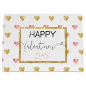 Valentijnsdag Gold Pink Hearts Large Gift Bag Large Cadeautasje (Voorkant)