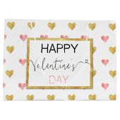 Valentijnsdag Gold Pink Hearts Large Gift Bag Large Cadeautasje (Achterkant)