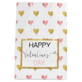 Valentijnsdag Gold Pink Hearts Medium Gift Bag Medium Cadeauzakje (Achterkant)
