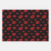 Valentijnsdag GOLD RED LIPSTICK KISSES Inpakpapier Vel (Voorkant 3)