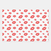 Valentijnsdag GOLD RED LIPSTICK KISSES Inpakpapier Vel (Voorkant)