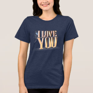 Valentijnsdag Golden 3D I Love You Navy Tri-Blend Shirt