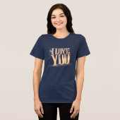Valentijnsdag Golden 3D I Love You Navy Tri-Blend Shirt (Voorkant volledig)