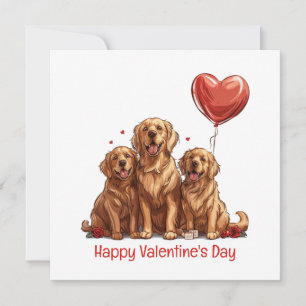 Valentijnsdag Golden Retriever Dog Feestdagenkaart