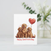 Valentijnsdag Golden Retriever Dog Feestdagenkaart (Staand voorkant)