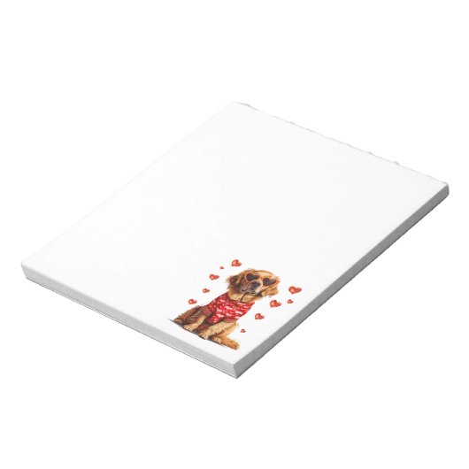 Valentijnsdag Golden Retriever Dog Notitieblok (Linkerzijde)