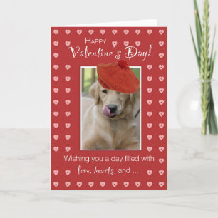 Valentijnsdag Golden Retriever Dog W/Red Heart Feestdagen Kaart