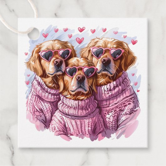 Valentijnsdag Golden Retriever Dogs Bedankjes Labels (Voorkant)