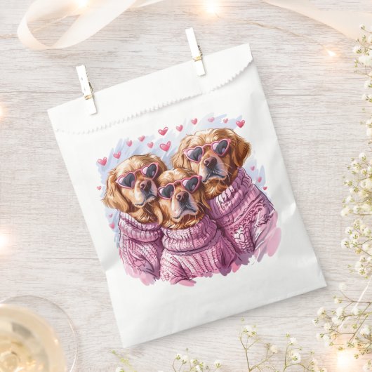 Valentijnsdag Golden Retriever Dogs Bedankzakje (Geknipt)