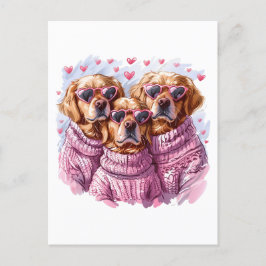 Valentijnsdag Golden Retriever Dogs Briefkaart