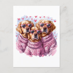 Valentijnsdag Golden Retriever Dogs Briefkaart