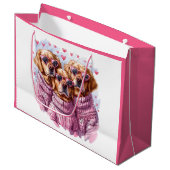 Valentijnsdag Golden Retriever Dogs Groot Cadeauzakje (Voorkant Gekanteld)