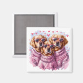 Valentijnsdag Golden Retriever Dogs Magneet (Voorkant / Achterkant)