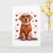 Valentijnsdag Golden Retriever Hond Kaart (Gele Bloem)