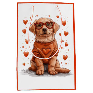 Valentijnsdag Golden Retriever Hond Medium Cadeauzakje
