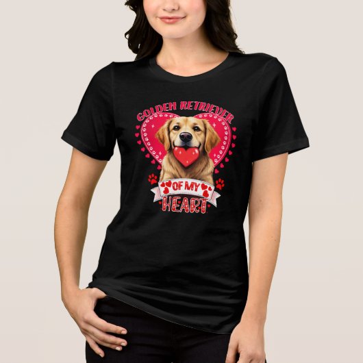 Valentijnsdag Golden Retriever hondenliefhebber Mo Tri-Blend Shirt (Voorkant)