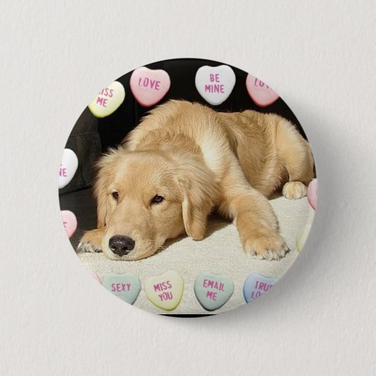 Valentijnsdag Golden Retriever Ronde Button 5,7 Cm (Voorkant)