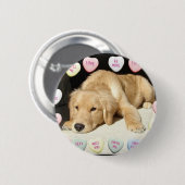 Valentijnsdag Golden Retriever Ronde Button 5,7 Cm (Voorkant /achterkant)