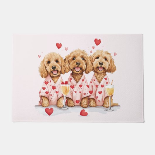 Valentijnsdag Goldendoodle Dogs Deurmat (Voorkant)