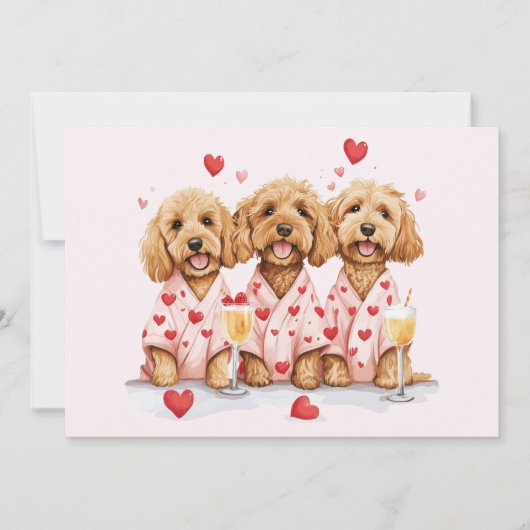 Valentijnsdag Goldendoodle Dogs Feestdagenkaart (Voorkant)