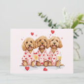 Valentijnsdag Goldendoodle Dogs Feestdagenkaart (Staand voorkant)