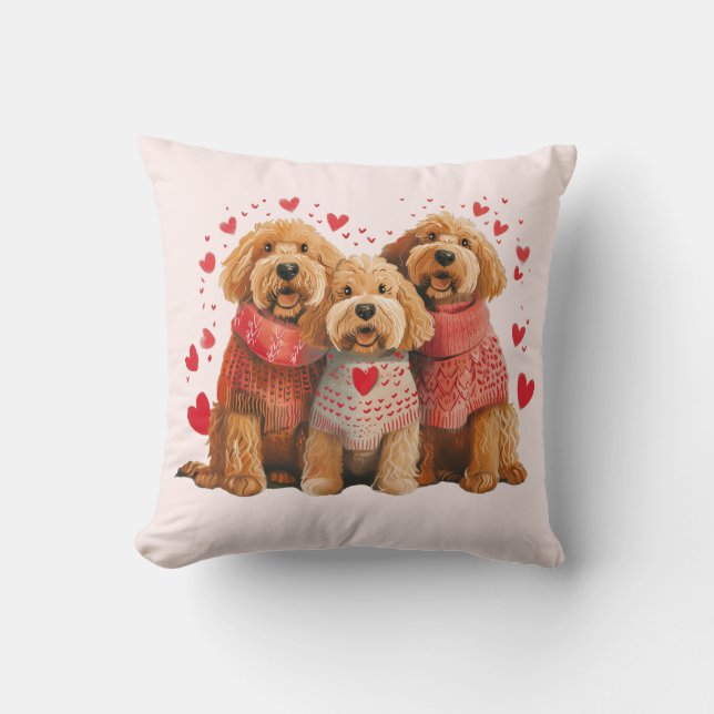 Valentijnsdag Goldendoodle Honden Kussen (Voorkant)