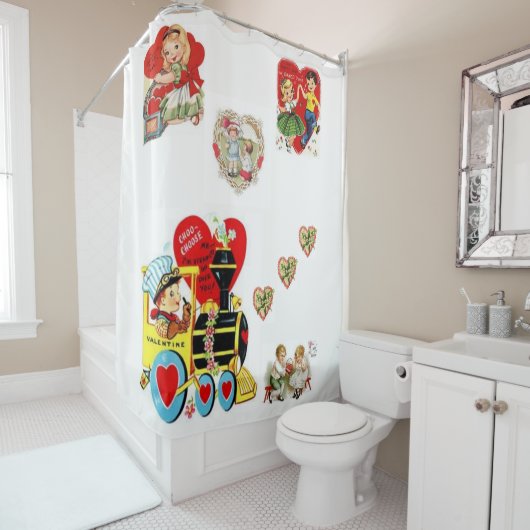 Valentijnsdag gordijn voor de douche (In situ)