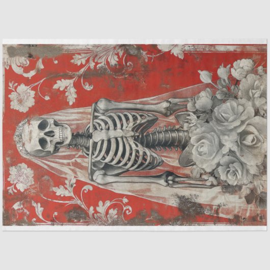 Valentijnsdag Gothic Bride Skeleton Decoupage Tissuepapier (Voorkant)