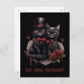 Valentijnsdag Gothic Katten Feestdagenkaart (Voorkant / Achterkant)