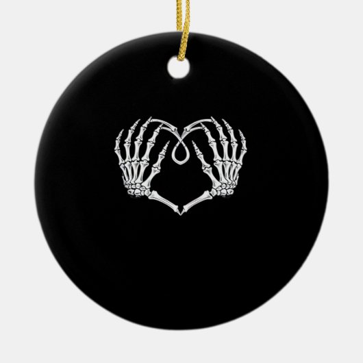 Valentijnsdag gotisch hart met skelet handen va keramisch ornament (Voorkant)