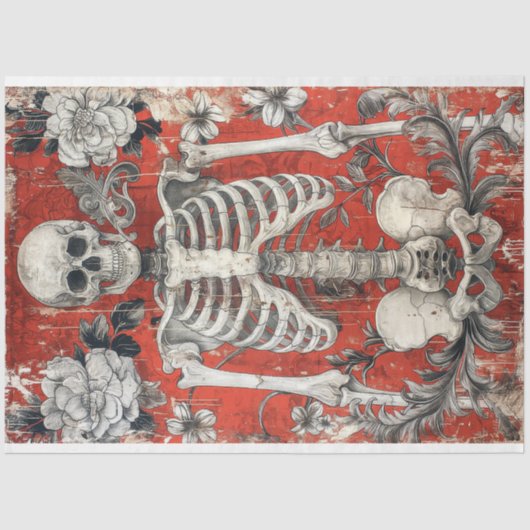  Valentijnsdag gotisch skelet schedel Tissuepapier (Voorkant)