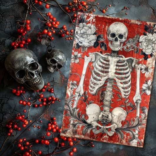 Valentijnsdag gotisch skelet schedel Tissuepapier