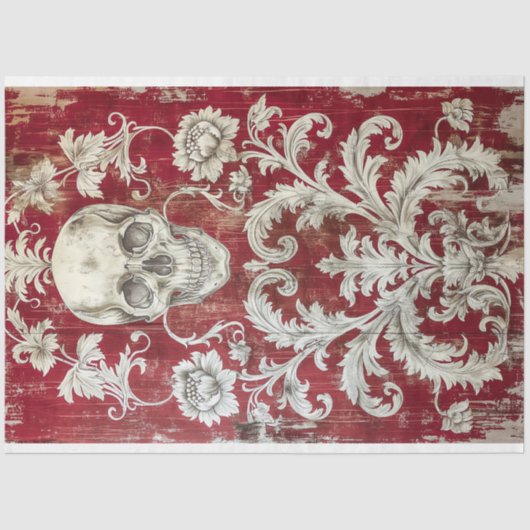 Valentijnsdag gotische skelet schedel decoupage tissuepapier (Voorkant)