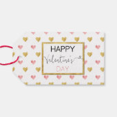 Valentijnsdag Goud Roze Glitter Hearts Gift Label Cadeaulabel (Achterkant Horizontaal)