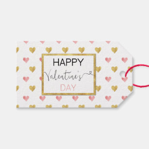 Valentijnsdag Goud Roze Glitter Hearts Gift Label Cadeaulabel