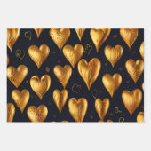 Valentijnsdag Gouden Harten van Liefde Inpakpapier Vel (Voorkant)