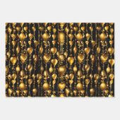 Valentijnsdag Gouden Harten van Liefde Inpakpapier Vel (Voorkant 3)