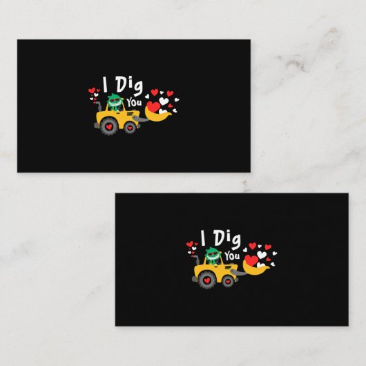 Valentijnsdag Graafmachine Dinosaurus Dino I Dig Y Visitekaartje (Voorkant / Achterkant)
