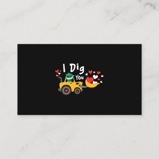 Valentijnsdag Graafmachine Dinosaurus Dino I Dig Y Visitekaartje (Voorkant)