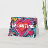 Valentijnsdag Graffiti Harten Aangepaste Bericht Feestdagen Kaart (Voorkant)
