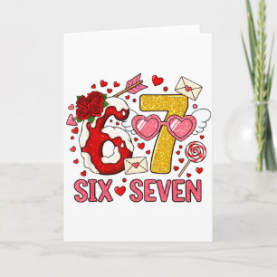 Valentijnsdag Grappig 67 Meme Zes Zeven 6 7 Harten Kaart