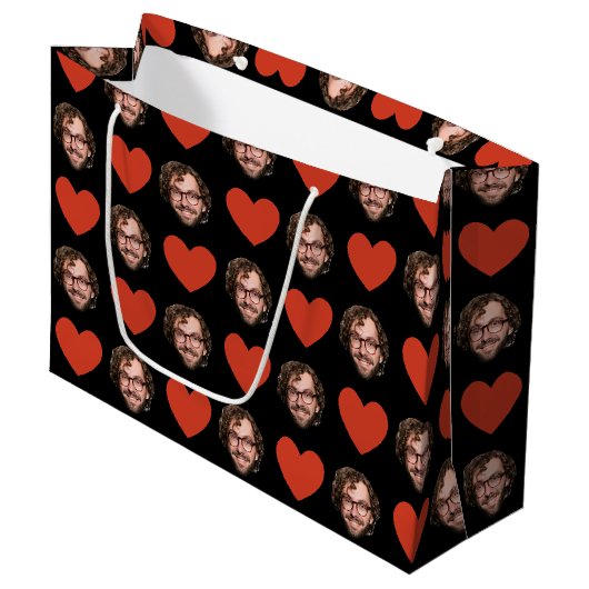 Valentijnsdag Grappig Aangepaste Gezichtsfoto Lief Groot Cadeauzakje (Voorkant Gekanteld)